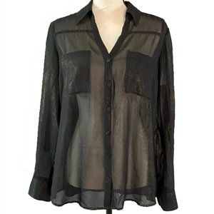 Express Sheer Black & Gold Metallic Portofino Shirt Limited Edition